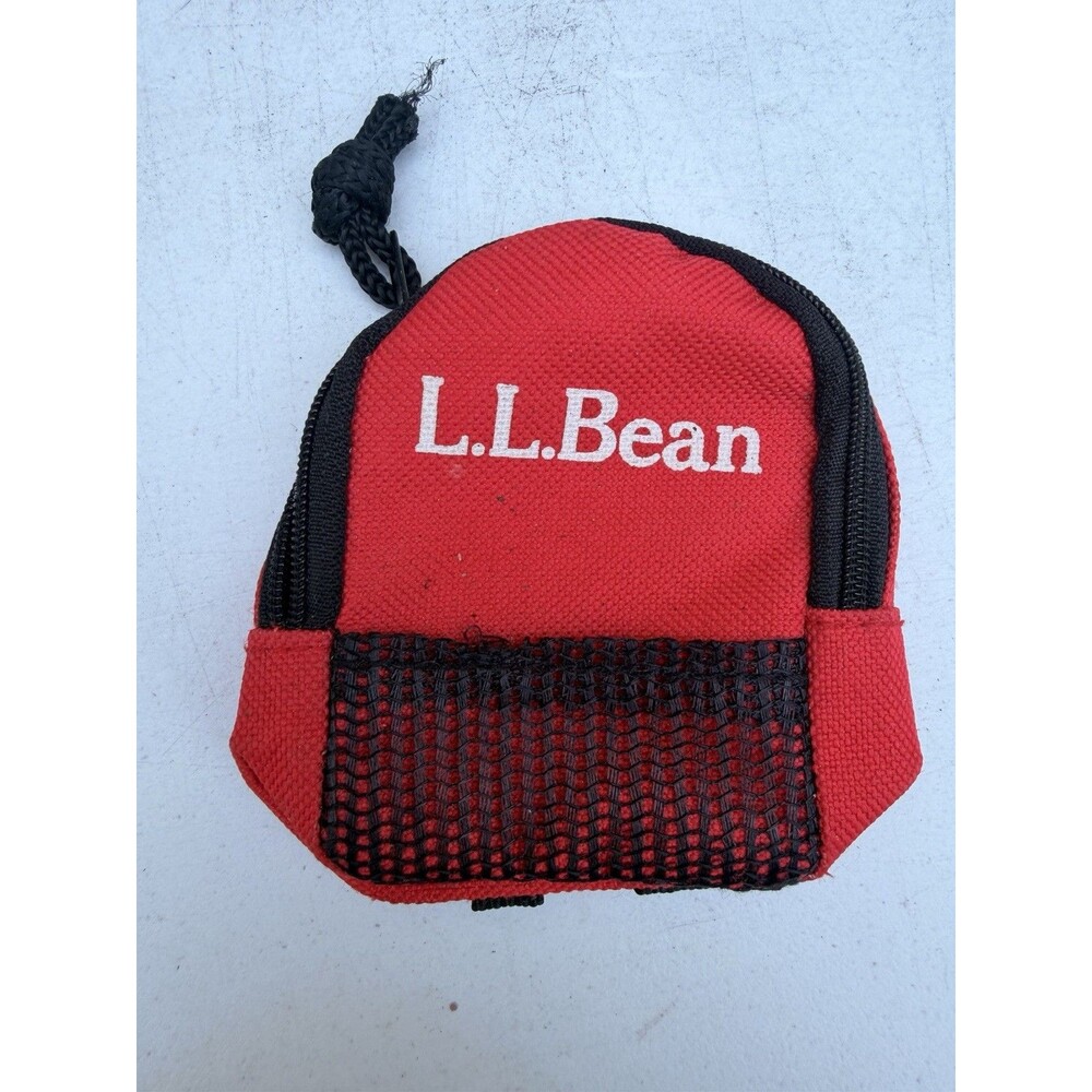 L.L.Bean Red Black Mini Backpack Keychain 18” Doll Accessory School Change Purse